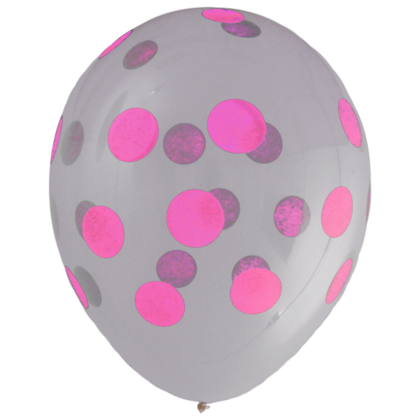 Globos Rundballon | 16" Kristallklar | Pinke Polka Dots