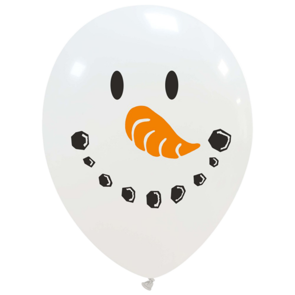 Cattex Rundballon | 12" Weiß | Snowman Face | 10 Stück
