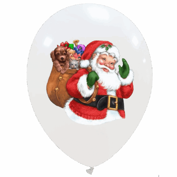 Cattex Rundballon | 12" Weiß | Santa Claus | 10 Stück