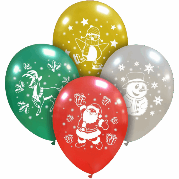 Cattex Rundballon | 12" Weihnachtsmix Metallic | Cute Christmas | 10 Stück