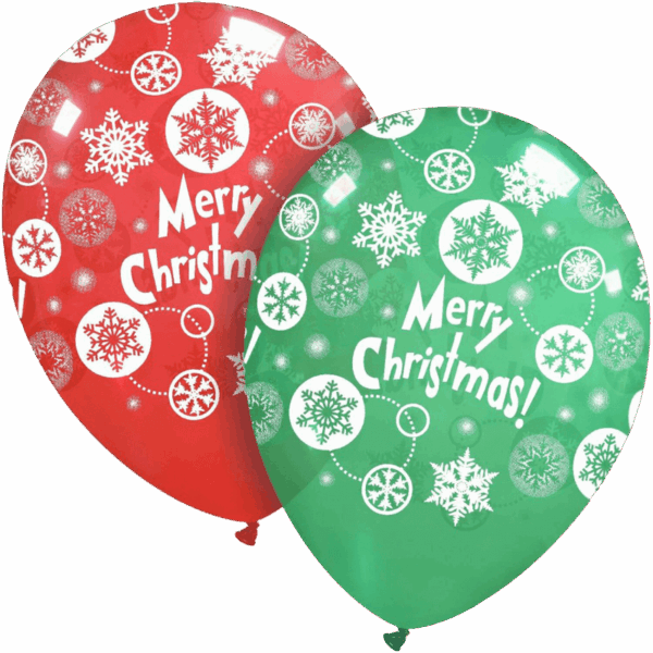 Cattex Rundballon | 12" Weihnachtsmix Kristall | Christmas Snow | 10 Stück