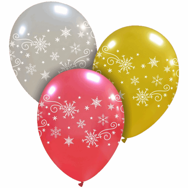 Cattex Rundballon | 12" Weihnachtsmix Metallic | Christmas Ornament | 10 Stück