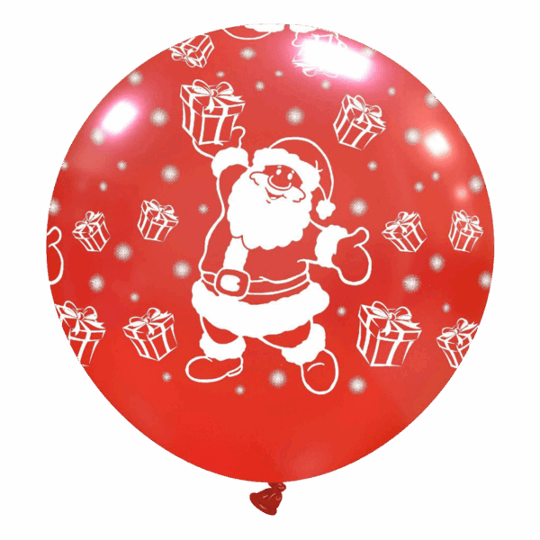Cattex Rundballon | 32" Metallic Rot | Cute Santa Clause