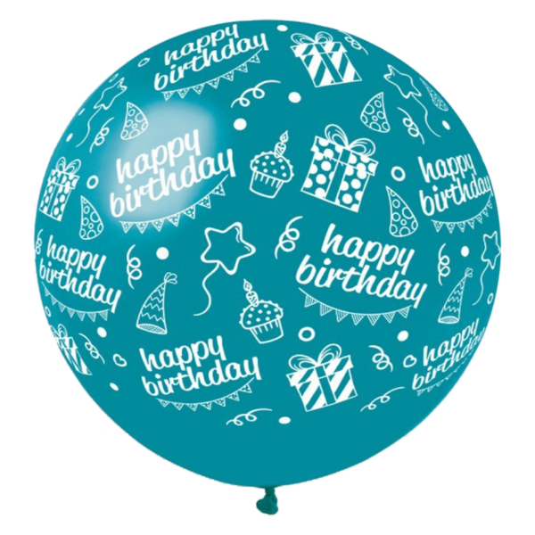 Gemar Rundballon | 31" Gedeckt | Happy Birthday