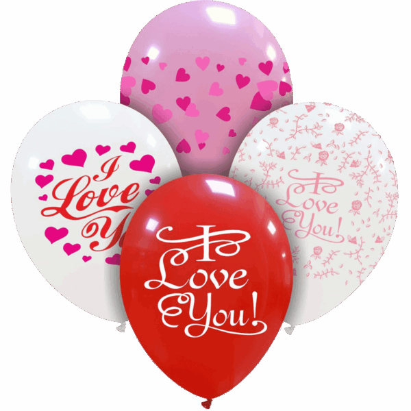 Cattex Rundballon | 12" Red, White & Pink | Love Mix | 10 Stück