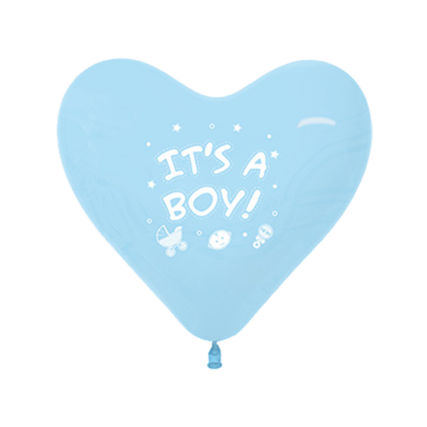 Sempertex Herzballon | 12" Light Blue / Pink | It's a boy / girl | 3 Stück