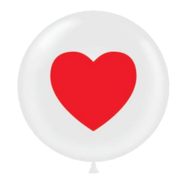 Tuf-Tex Rundballon | 17" White | "Big Red Heart"