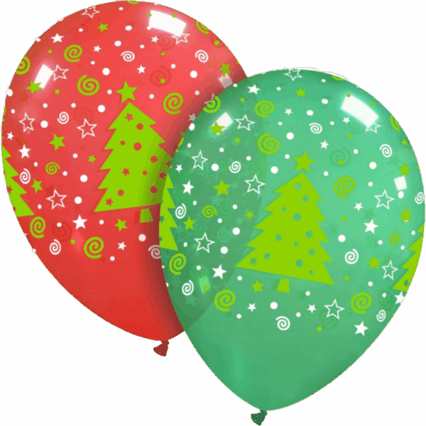 Cattex Rundballon | 12" Weihnachtsmix Kristall | Christmas Tree | 10 Stück