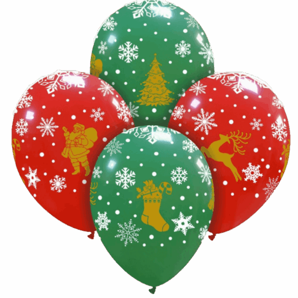 Cattex Rundballon | 12" Weihnachtsmix Gedeckt | Golden Christmas | 10 Stück