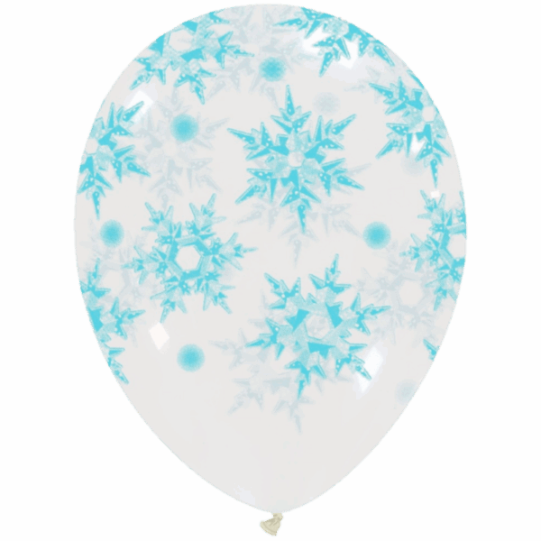 Cattex Rundballon | 12" Clear | Frozen Icy Snowflakes | 10 Stück
