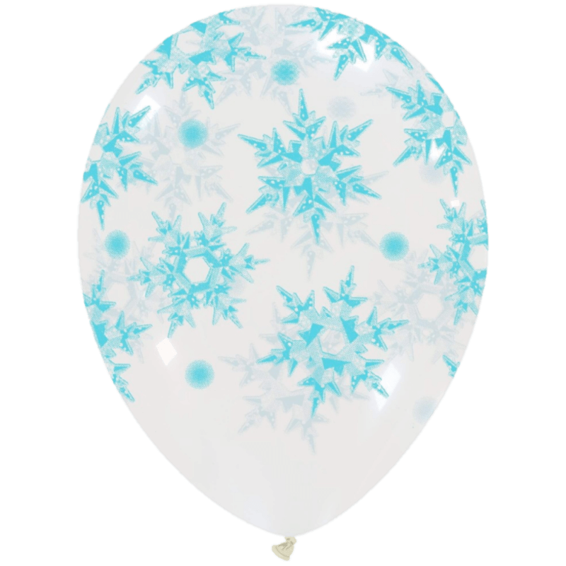 Cattex Rundballon | 12" Clear | Frozen Icy Snowflakes | 10 Stück