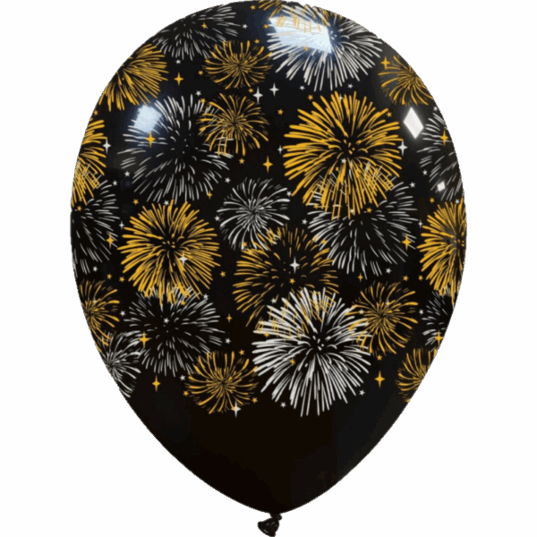Cattex Rundballon | 12" Schwarz | Fireworks (2-color) | 10 Stück