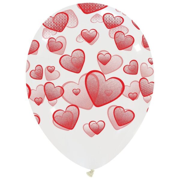 Cattex Rundballon | 12" Clear | Gradient Hearts | 10 Stück