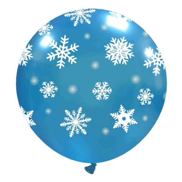 Cattex Rundballon | 32" Metallic | Icy Snowflakes