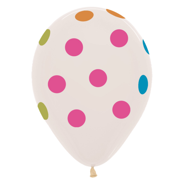Sempertex Rundballon | 12" Clear | All over Polka Dots 5 Stück