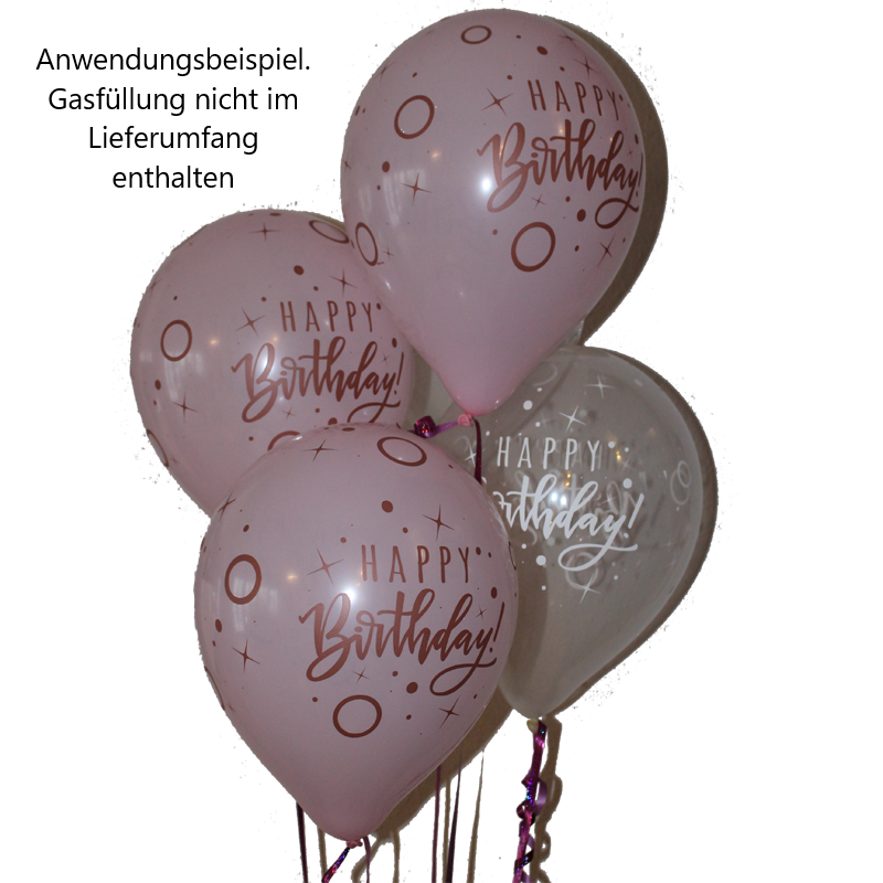 Anagram Rundballon | 11" Clear, Pink Rose & Hot Pink | "Birthday Dots & Sparkles" | 5 Stück