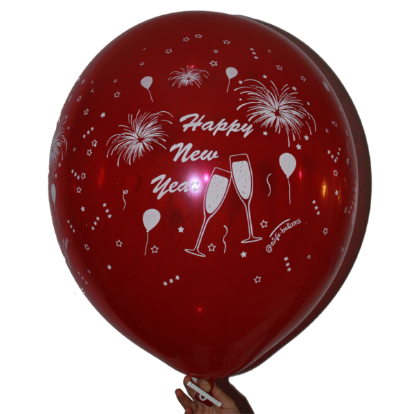 Tuf-Tex Rundballon | 24" Crystal | Happy New Year (around)