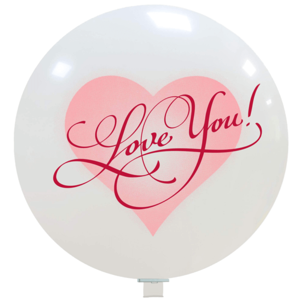 Cattex Rundballon | 35" White | Flat-Mold | Love You 2 Color