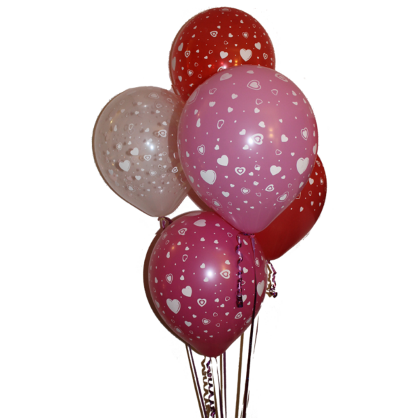 Cattex Premium Line Rundballons | 18" Gedeckt & Kristall | Hearts | 5 Stück